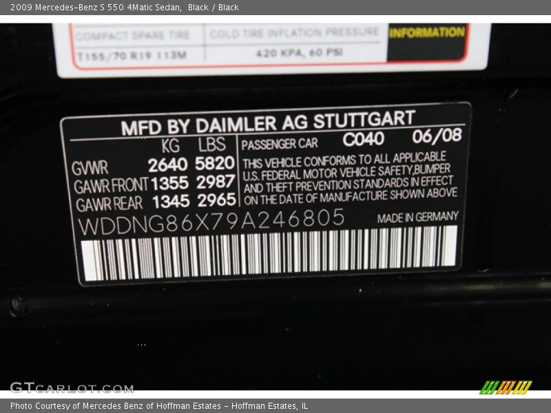 Black / Black 2009 Mercedes-Benz S 550 4Matic Sedan