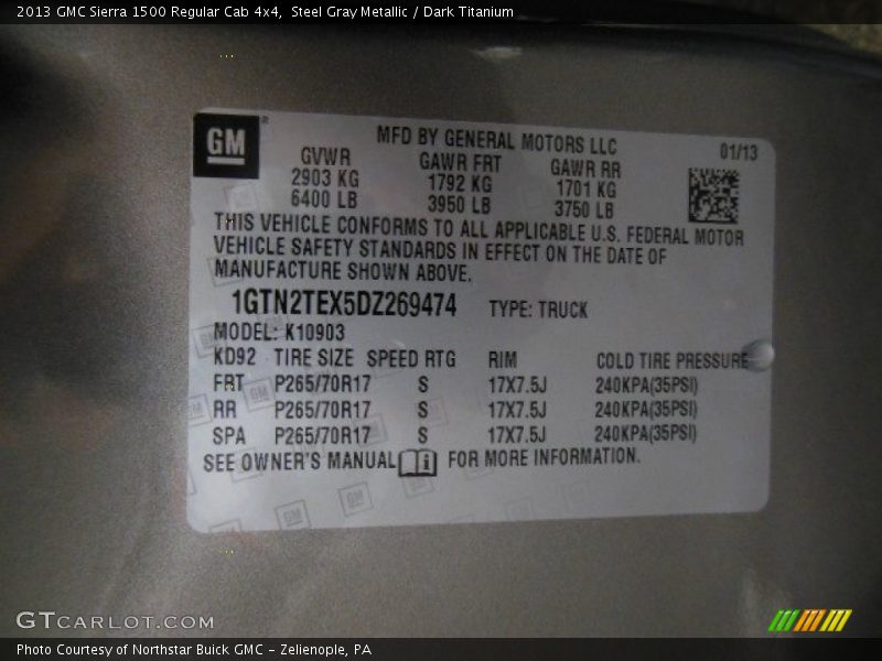 Steel Gray Metallic / Dark Titanium 2013 GMC Sierra 1500 Regular Cab 4x4