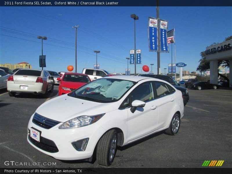Oxford White / Charcoal Black Leather 2011 Ford Fiesta SEL Sedan