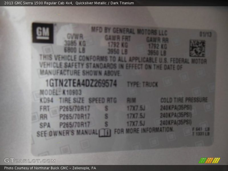 Quicksilver Metallic / Dark Titanium 2013 GMC Sierra 1500 Regular Cab 4x4