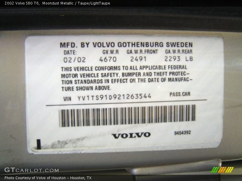 Moondust Metallic / Taupe/LightTaupe 2002 Volvo S80 T6