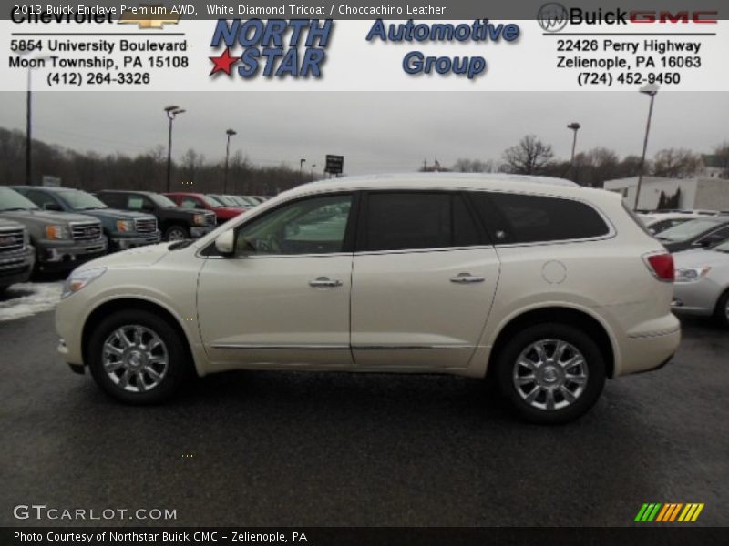 White Diamond Tricoat / Choccachino Leather 2013 Buick Enclave Premium AWD