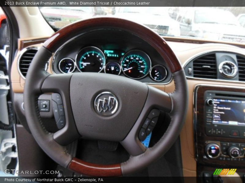 White Diamond Tricoat / Choccachino Leather 2013 Buick Enclave Premium AWD