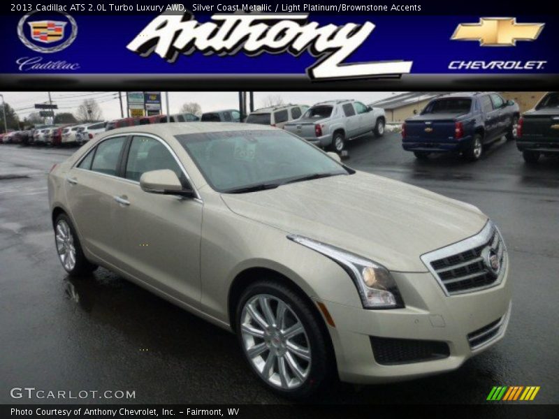 Silver Coast Metallic / Light Platinum/Brownstone Accents 2013 Cadillac ATS 2.0L Turbo Luxury AWD