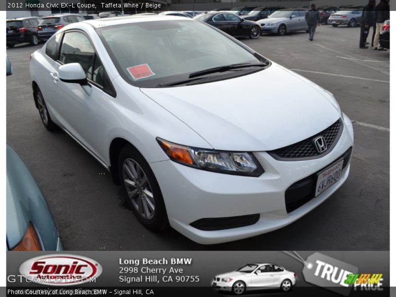 Taffeta White / Beige 2012 Honda Civic EX-L Coupe