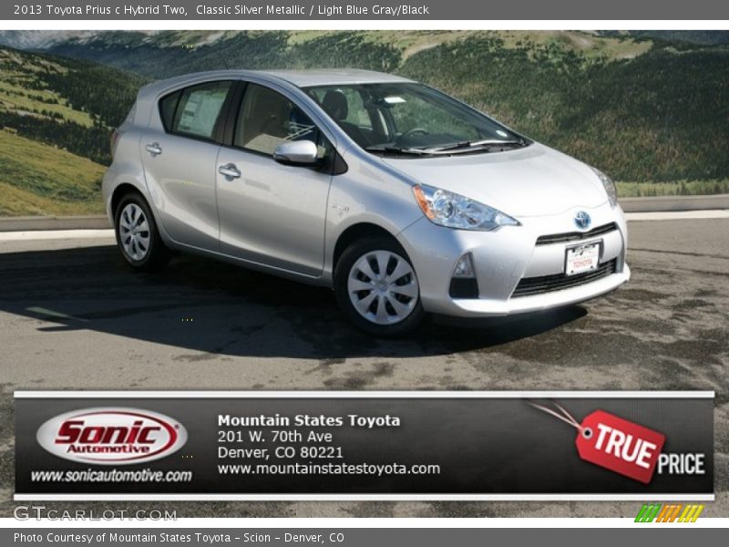 Classic Silver Metallic / Light Blue Gray/Black 2013 Toyota Prius c Hybrid Two