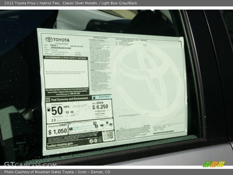 Classic Silver Metallic / Light Blue Gray/Black 2013 Toyota Prius c Hybrid Two