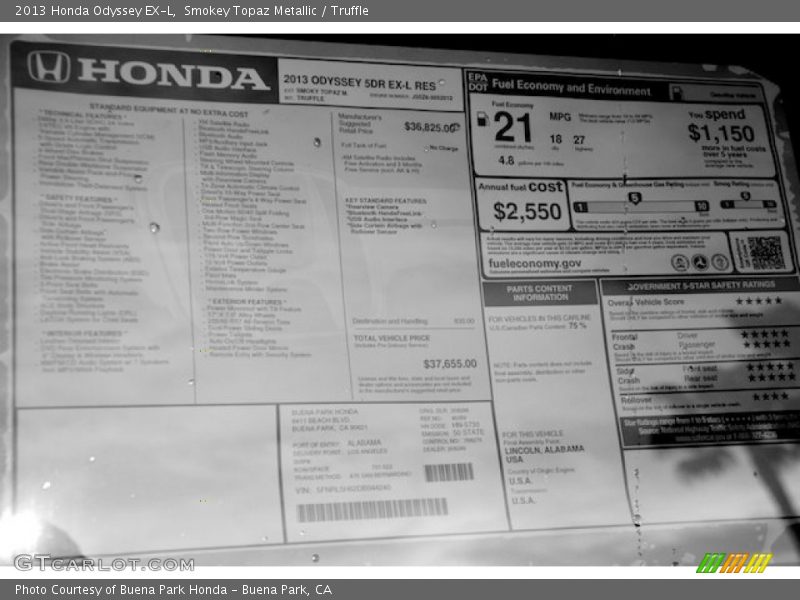 Smokey Topaz Metallic / Truffle 2013 Honda Odyssey EX-L