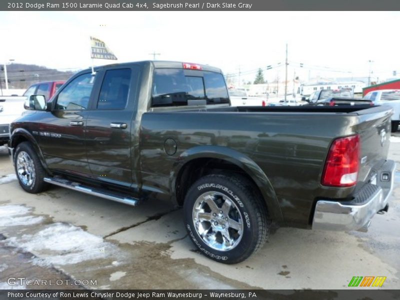 Sagebrush Pearl / Dark Slate Gray 2012 Dodge Ram 1500 Laramie Quad Cab 4x4