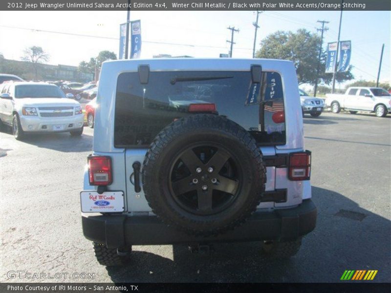 Winter Chill Metallic / Black with Polar White Accents/Orange Stitching 2012 Jeep Wrangler Unlimited Sahara Arctic Edition 4x4