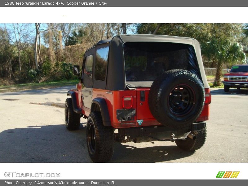 Copper Orange / Gray 1988 Jeep Wrangler Laredo 4x4