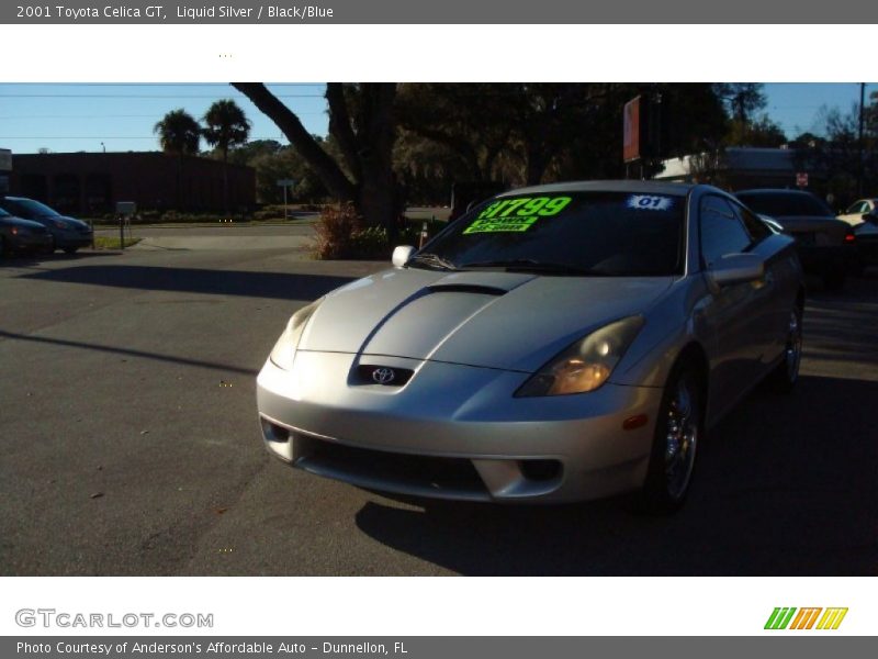 Liquid Silver / Black/Blue 2001 Toyota Celica GT