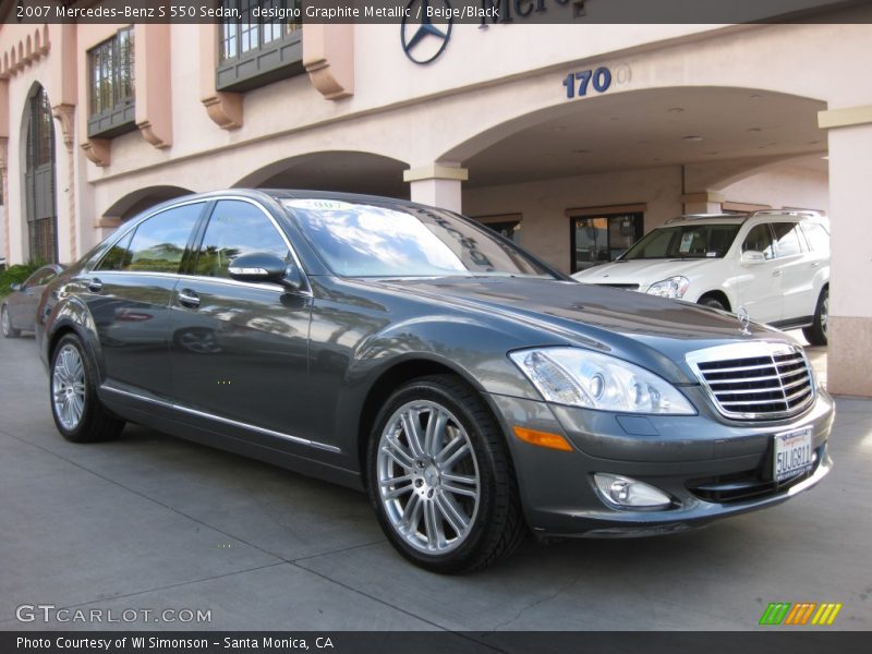 designo Graphite Metallic / Beige/Black 2007 Mercedes-Benz S 550 Sedan
