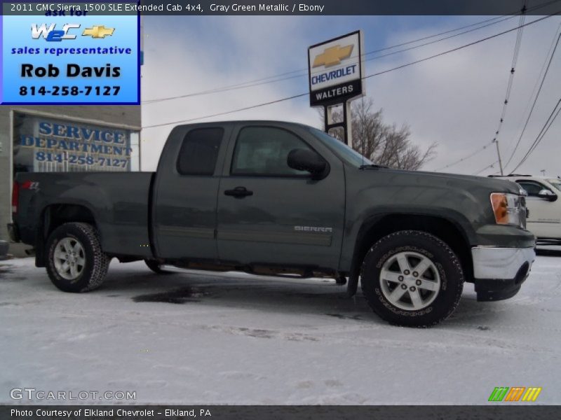 Gray Green Metallic / Ebony 2011 GMC Sierra 1500 SLE Extended Cab 4x4