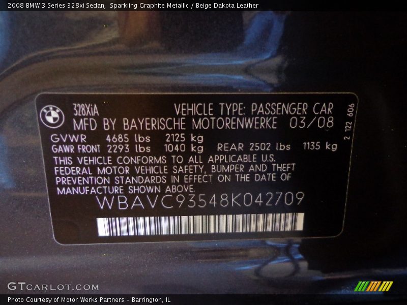 Sparkling Graphite Metallic / Beige Dakota Leather 2008 BMW 3 Series 328xi Sedan
