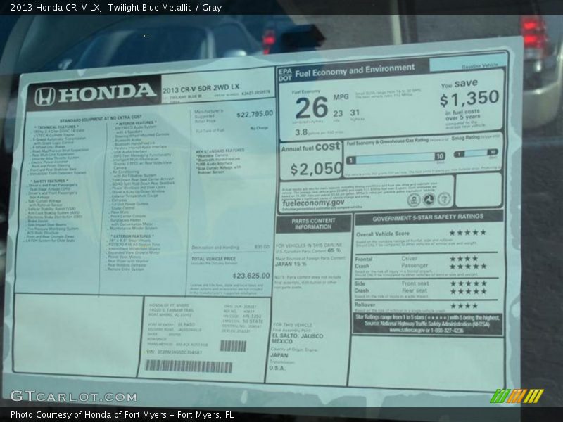 Twilight Blue Metallic / Gray 2013 Honda CR-V LX