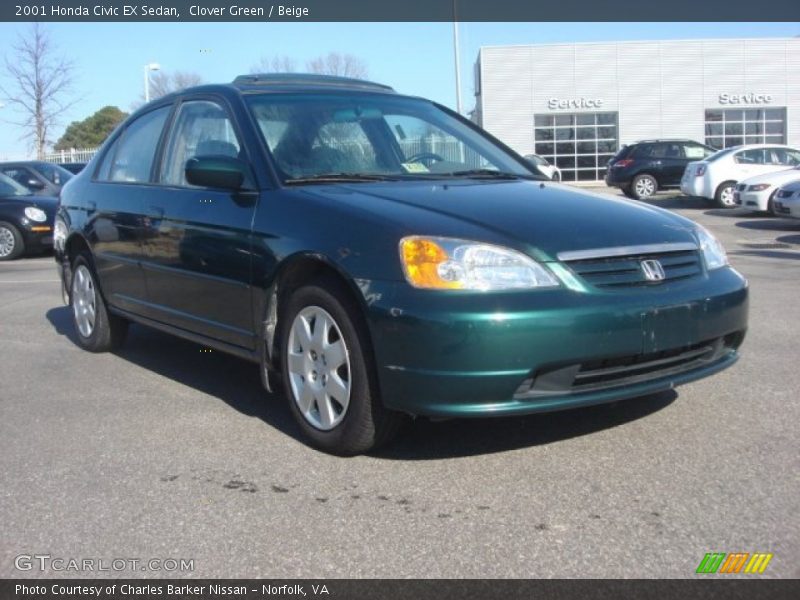 Clover Green / Beige 2001 Honda Civic EX Sedan