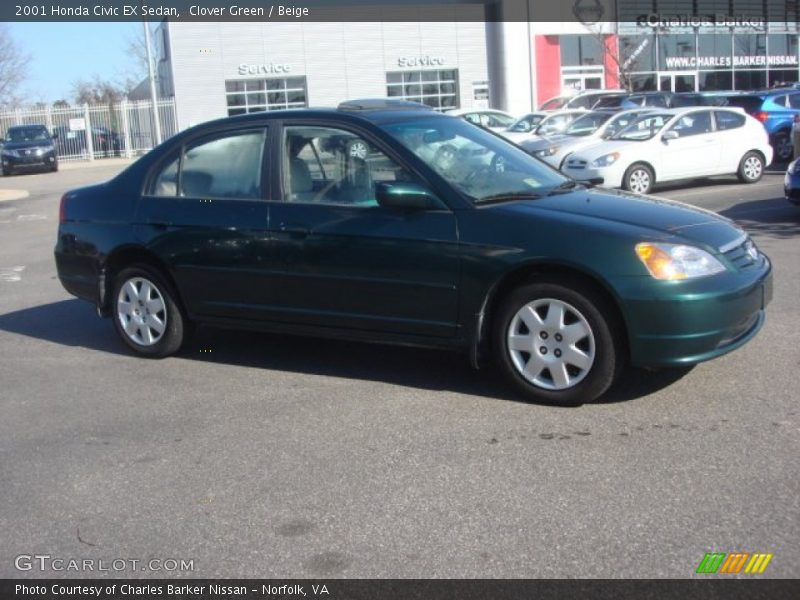 Clover Green / Beige 2001 Honda Civic EX Sedan