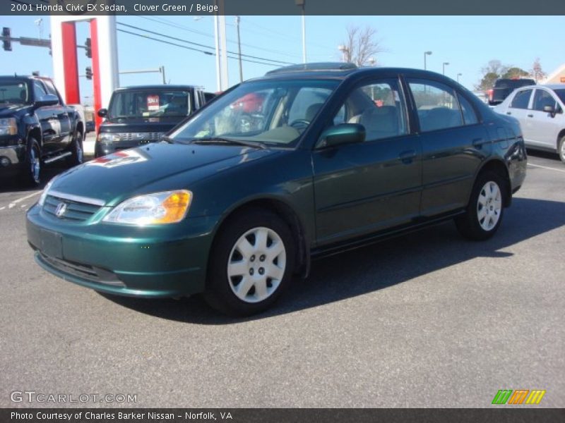 Clover Green / Beige 2001 Honda Civic EX Sedan