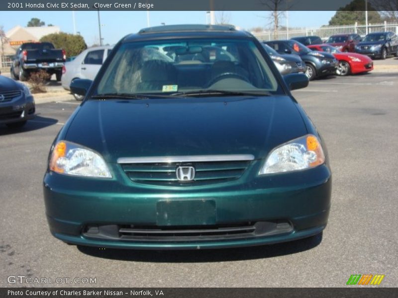 Clover Green / Beige 2001 Honda Civic EX Sedan