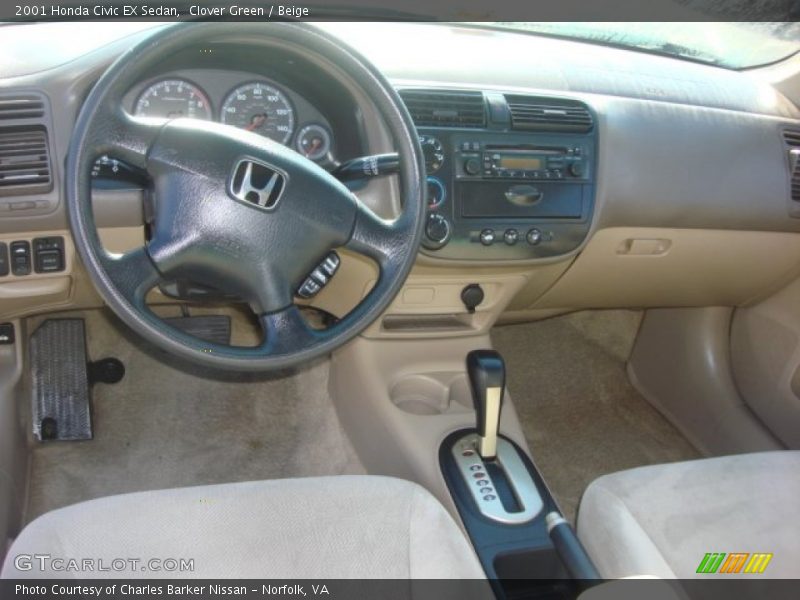 Clover Green / Beige 2001 Honda Civic EX Sedan