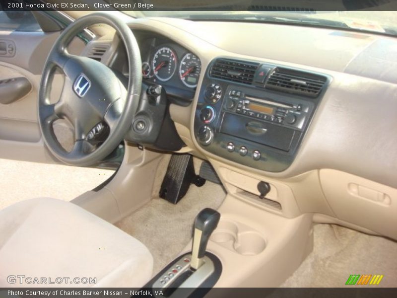 Clover Green / Beige 2001 Honda Civic EX Sedan