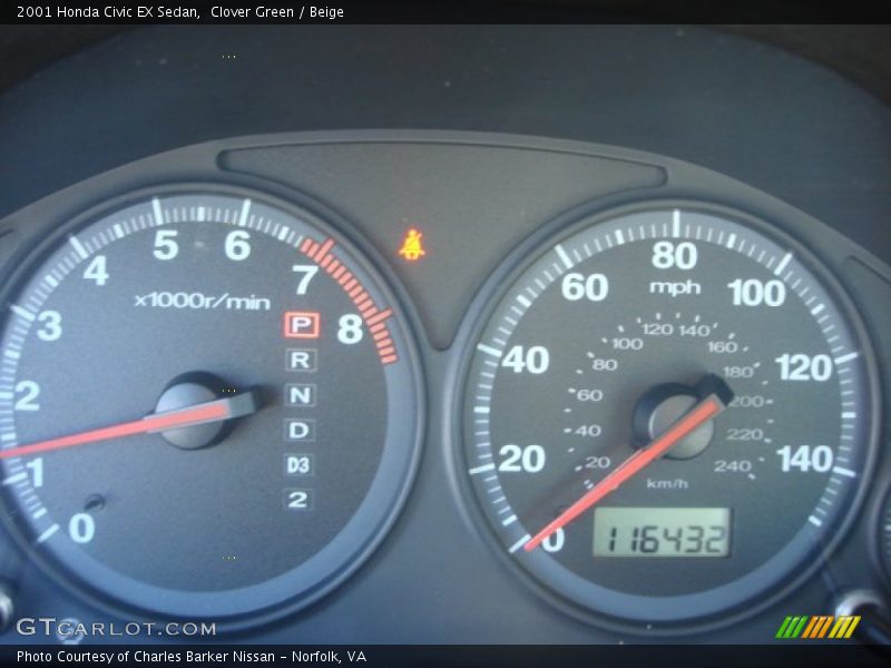 Clover Green / Beige 2001 Honda Civic EX Sedan