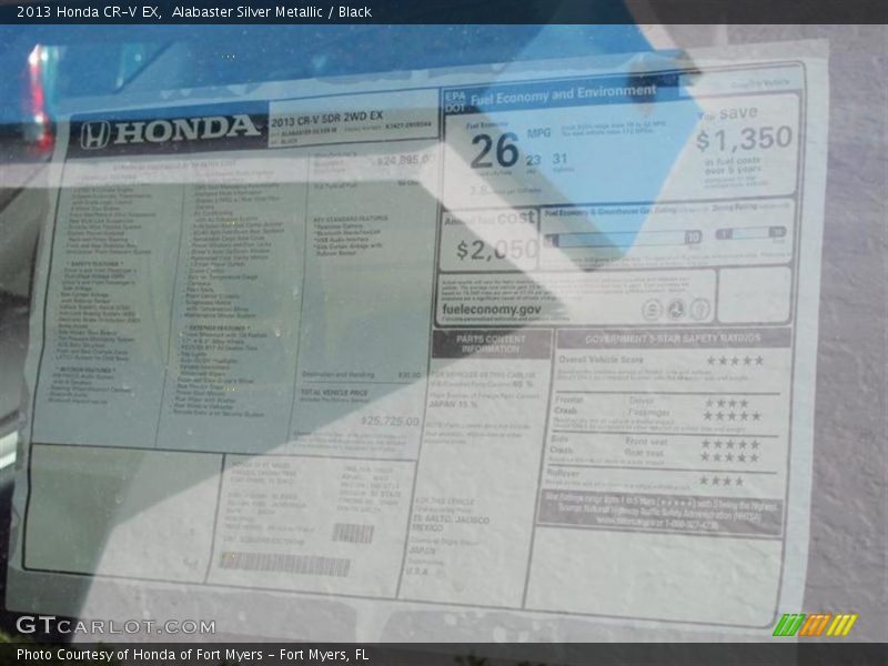 Alabaster Silver Metallic / Black 2013 Honda CR-V EX