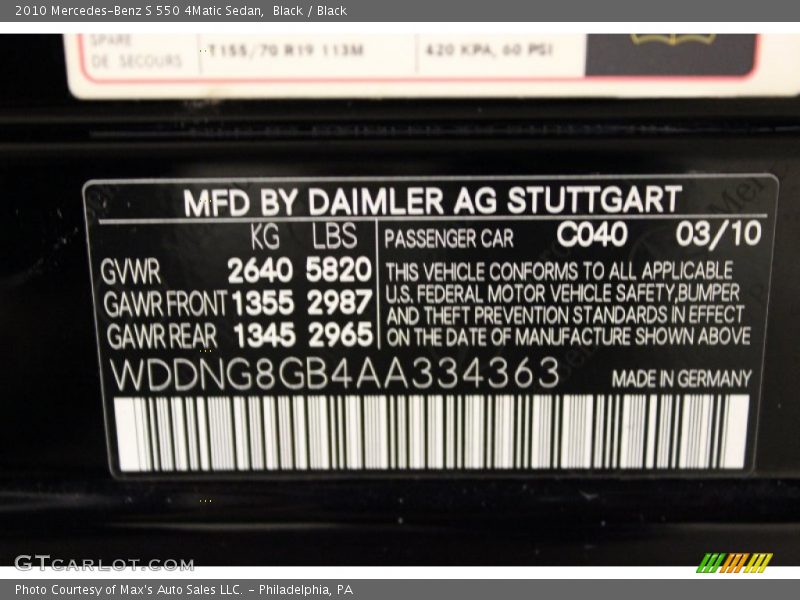 Black / Black 2010 Mercedes-Benz S 550 4Matic Sedan