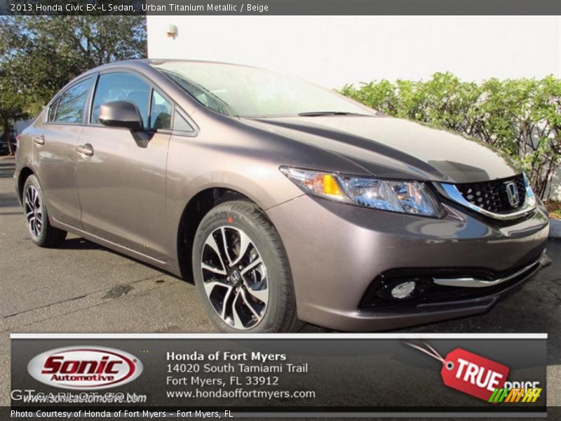 Urban Titanium Metallic / Beige 2013 Honda Civic EX-L Sedan