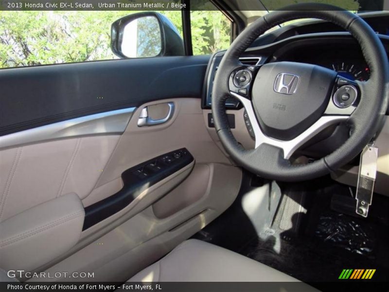 Urban Titanium Metallic / Beige 2013 Honda Civic EX-L Sedan