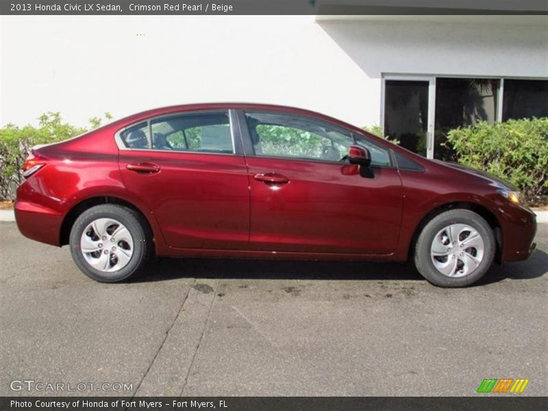 Crimson Red Pearl / Beige 2013 Honda Civic LX Sedan