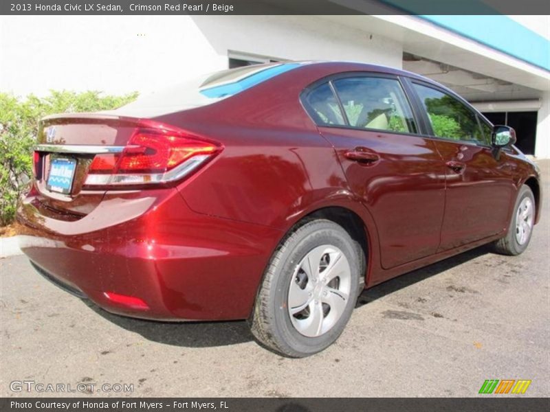 Crimson Red Pearl / Beige 2013 Honda Civic LX Sedan