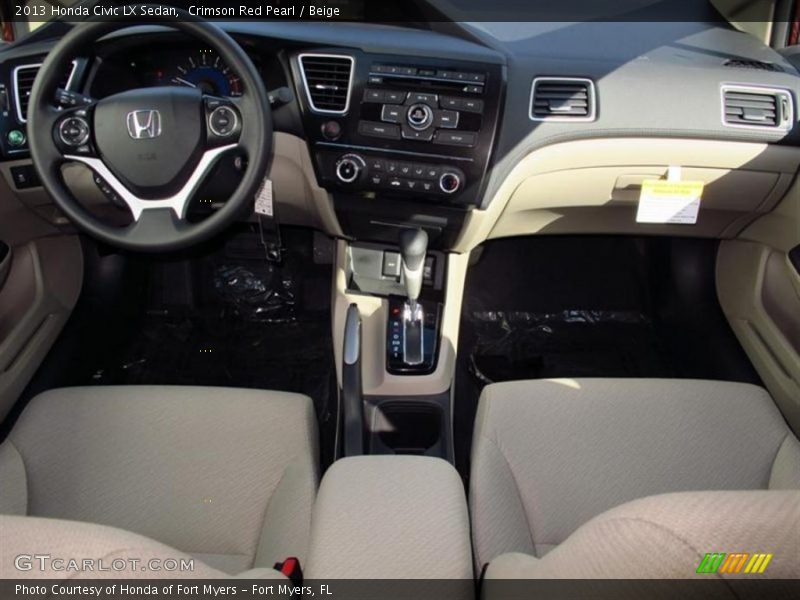 Crimson Red Pearl / Beige 2013 Honda Civic LX Sedan