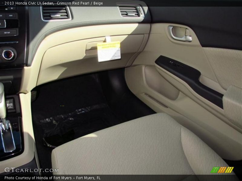 Crimson Red Pearl / Beige 2013 Honda Civic LX Sedan