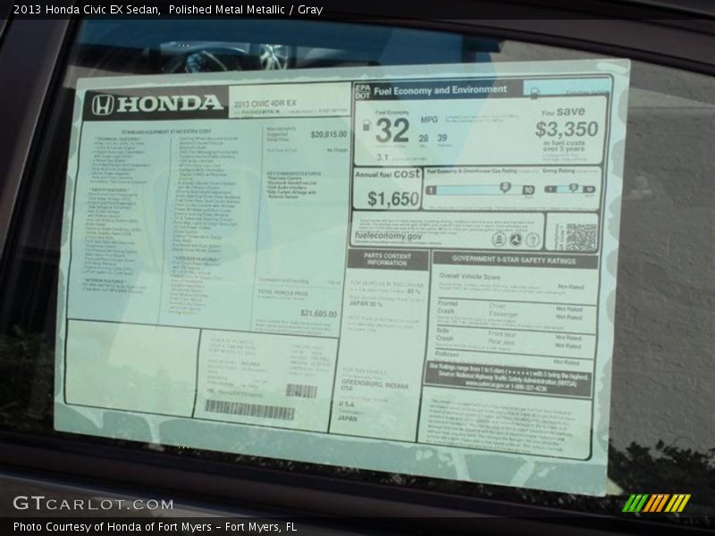 Polished Metal Metallic / Gray 2013 Honda Civic EX Sedan