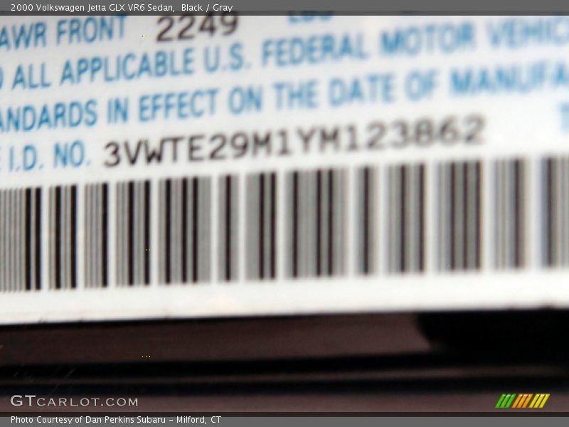 Black / Gray 2000 Volkswagen Jetta GLX VR6 Sedan