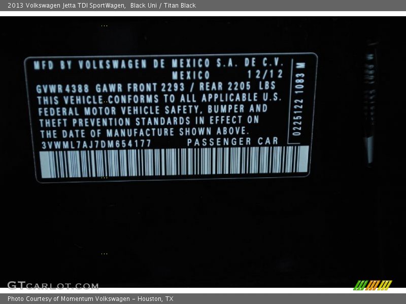 Black Uni / Titan Black 2013 Volkswagen Jetta TDI SportWagen