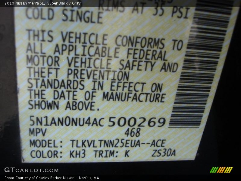 Super Black / Gray 2010 Nissan Xterra SE