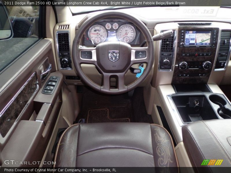 Bright White / Light Pebble Beige/Bark Brown 2011 Dodge Ram 2500 HD Laramie Longhorn Crew Cab 4x4