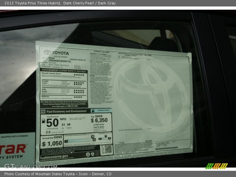 Dark Cherry Pearl / Dark Gray 2013 Toyota Prius Three Hybrid