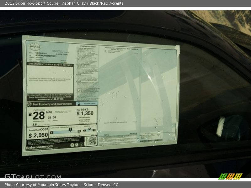 Asphalt Gray / Black/Red Accents 2013 Scion FR-S Sport Coupe