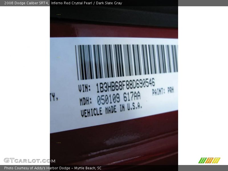 Inferno Red Crystal Pearl / Dark Slate Gray 2008 Dodge Caliber SRT4