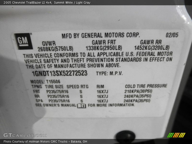 Summit White / Light Gray 2005 Chevrolet TrailBlazer LS 4x4