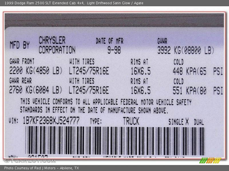 Light Driftwood Satin Glow / Agate 1999 Dodge Ram 2500 SLT Extended Cab 4x4