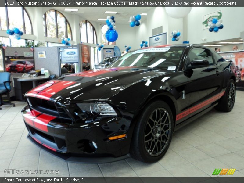 Black / Shelby Charcoal Black/Red Accent Recaro Sport Seats 2013 Ford Mustang Shelby GT500 SVT Performance Package Coupe