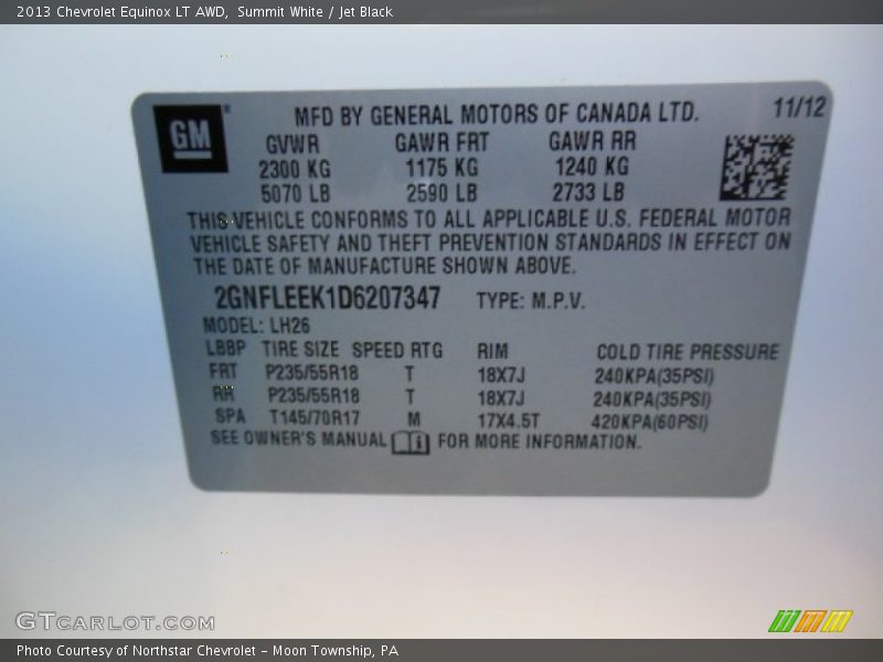 Summit White / Jet Black 2013 Chevrolet Equinox LT AWD