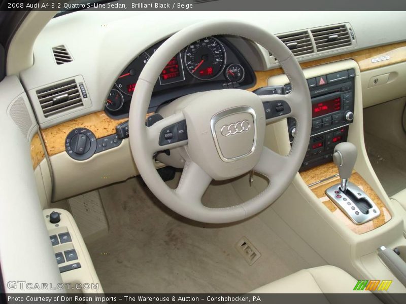 Brilliant Black / Beige 2008 Audi A4 3.2 Quattro S-Line Sedan