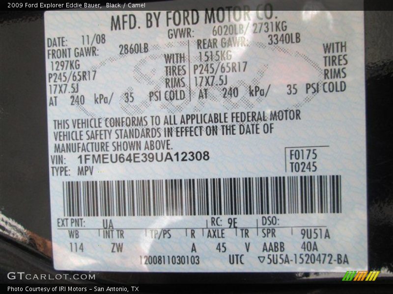 Black / Camel 2009 Ford Explorer Eddie Bauer