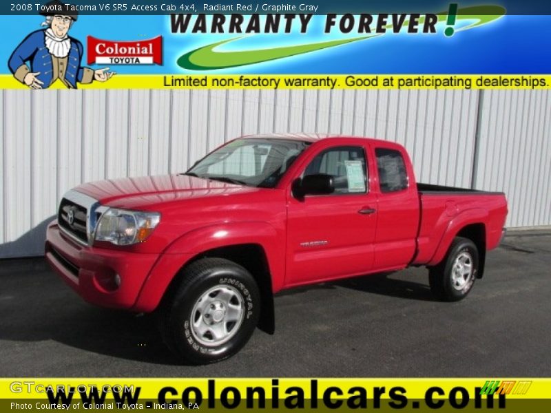 Radiant Red / Graphite Gray 2008 Toyota Tacoma V6 SR5 Access Cab 4x4